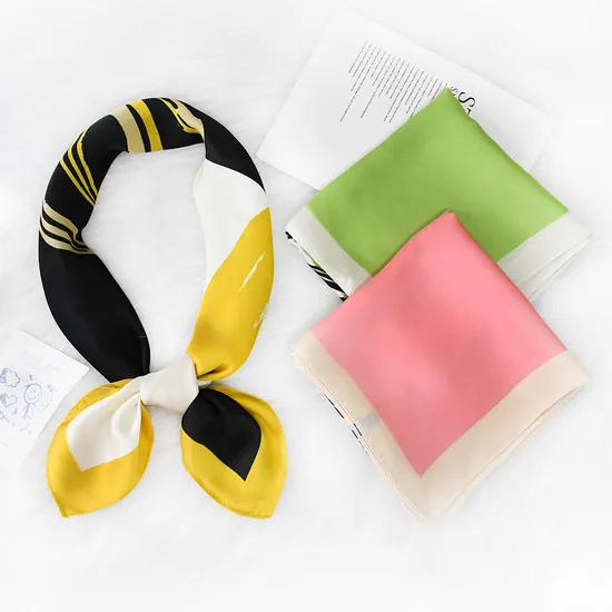 Custom Printed Scarf Silk Headscarf Wholesale Fashionable Flower Scarves Women′s Accessories