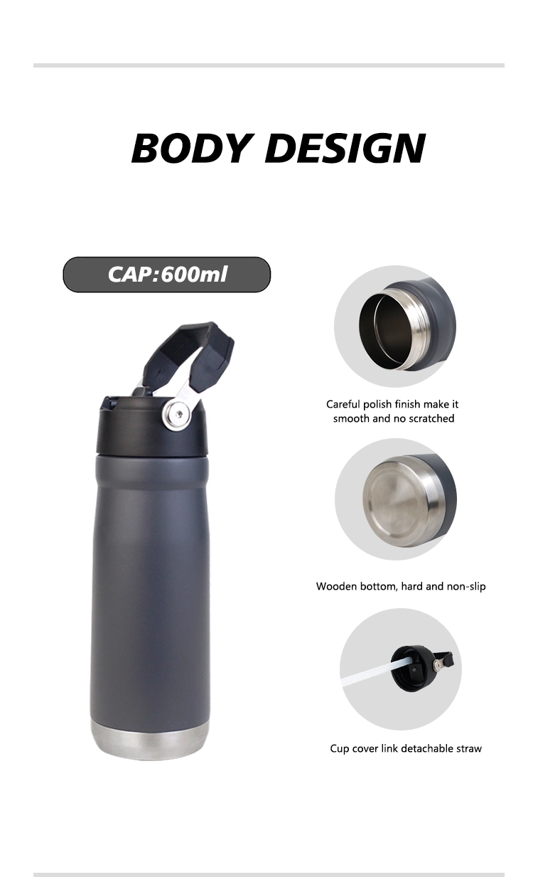 550ml 650ml Wholesale Customed Double Wall Stainless Steel Water Bottle with Handle Thermos Vacuum Flask for Sports