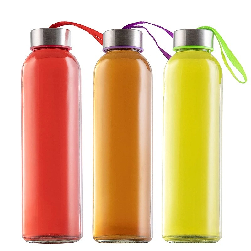 16 Oz Cold-Pressed Juice Beverages Water Drinking Glass Bottle with Leak-Proof Caps and Sleeve