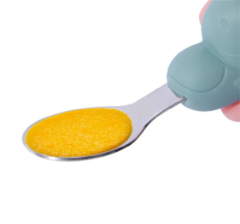 Food Grade Kids Silicone Handle Stainless Steel Spoon Fork