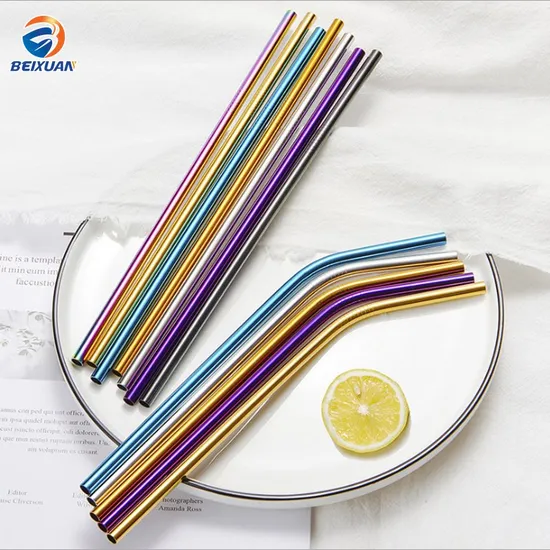 New Items Recyclable Stainless Steel Bent Drinking Beverage Straw Customized Logo 
