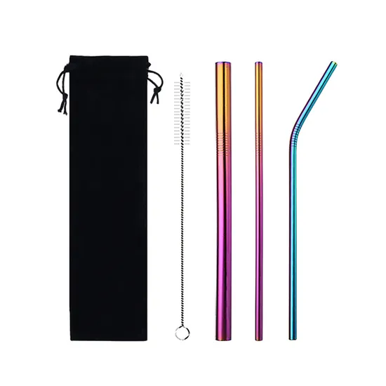 Eco Friendly Reusable Gold Metal Straws Stainless Steel Drinking Straws with Logo 