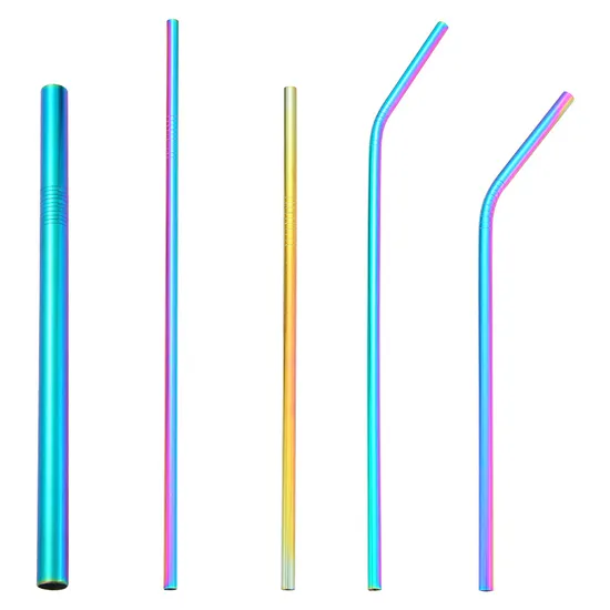 Custom Eco Friendly Reusable Drinking Bent Straight Good Grade 304 Stainless Steel Metal Straw for Juice Water 