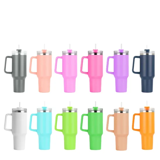 Double Wall 304 Stainless Steel Vacuum Tumblers Wholesale Bulk 40oz Vacuum Insulated Cups Handle Car Vacuum Mugs 