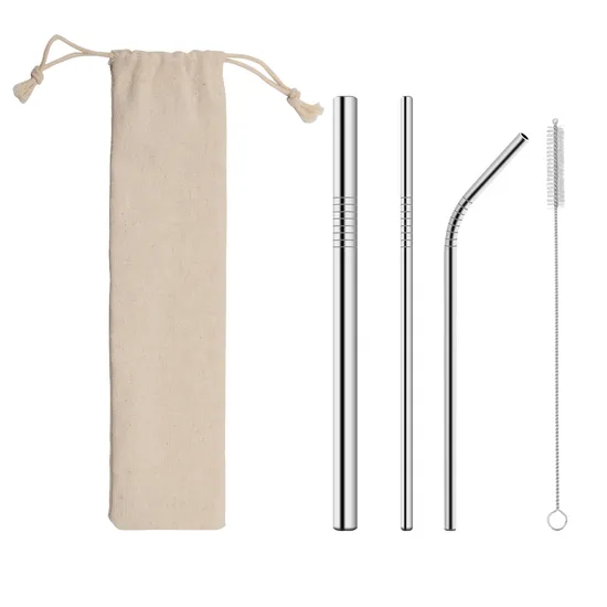 Wholesale Drinking 215*6mm Stainless Steel Straws with Cleaning Brush 