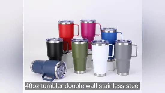 Custom Vacuum Insulated 30oz/40oz Travel Mug Flowstate Stainless Steel Tumbler with Straw 