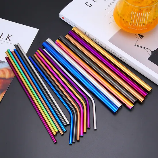 Supplier Resuable 304 Stainless Steel Reusable Bar Accessories Customized Logo Drinking Metal Straw for Sale 