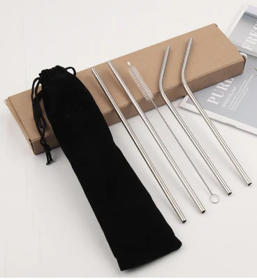 Eco Friendly Straight Reusable 18/8 Stainless Steel Drinking Metal Straw