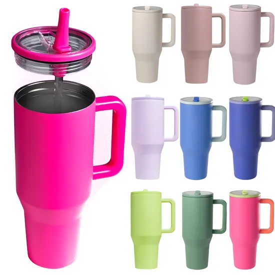 New 304 Stainless Steel Thermos Cup 40oz Large Capacity Straw Handle Cup Ice Bullion Cup Portable Car 40 Oz Tumbler with Handle 