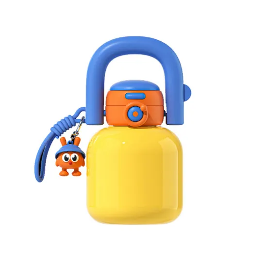 Summer Kawaii 1000ml Water Cup High Capacity Portable Stainless Steel Bottle Straw Kids Anime Figure Tableware 